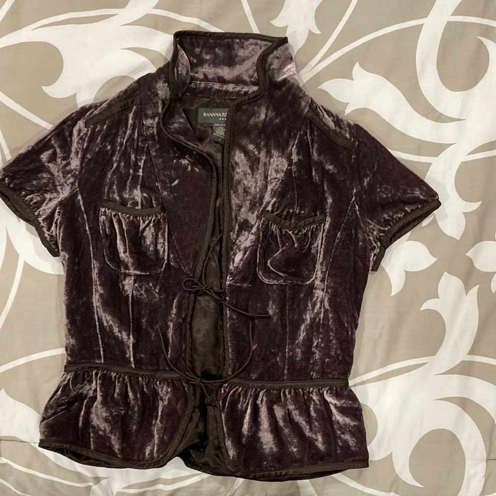 Banana Republic Women’s 0 short sleeve crushed velvet top. Super sleek!